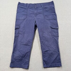 Lee Cargo Pants Womens 18 Medium Blue Relaxed Fit Mid Rise Cropped Capri Utility